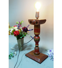 Antique handpainted stunning Vintage Lacquerware wooden Table Lamp with Vintage light fitting from Afghanistan / Pakistan No:21/4