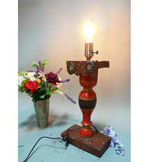 Antique handpainted stunning Vintage Lacquerware wooden Table Lamp with Vintage light fitting from Afghanistan / Pakistan No:21/3