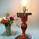 Antique handpainted stunning Vintage Lacquerware wooden Table Lamp with Vintage light fitting from Afghanistan / Pakistan No:21/3