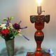 Antique handpainted stunning Vintage Lacquerware wooden Table Lamp with Vintage light fitting from Afghanistan / Pakistan No:21/3