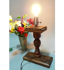 Antique handpainted stunning Vintage Lacquerware wooden Table Lamp with Vintage light fitting from Afghanistan / Pakistan No:21/2