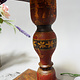 Antike orient handgearbeitete Lacquerware Massiv Holz Lampensockel Tischleuchte mit Vintage Fassung aus Afghanistan Pakistan 21/2
