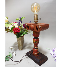Antique handpainted stunning Vintage Lacquerware wooden Table Lamp with Vintage light fitting from Afghanistan / Pakistan No:21/7