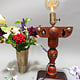 Antique handpainted stunning Vintage Lacquerware wooden Table Lamp with Vintage light fitting from Afghanistan / Pakistan No:21/7