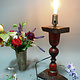 Antique handpainted stunning Vintage Lacquerware wooden Table Lamp with Vintage light fitting from Afghanistan / Pakistan No:21/8