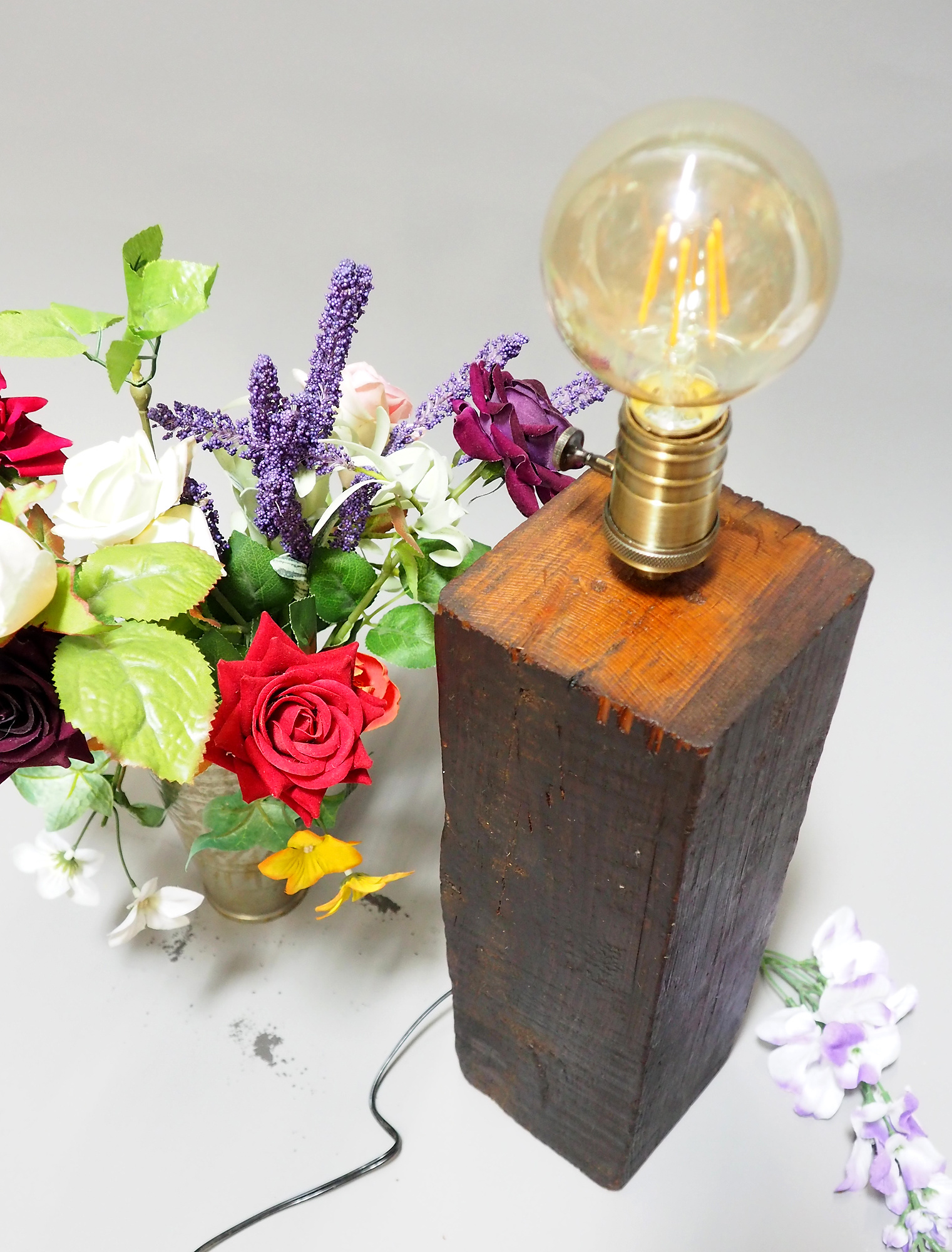 antique wooden table lamp lamp base from Nuristan Afghanistan Swat velly pakistan with brass lampholder. No:NU2