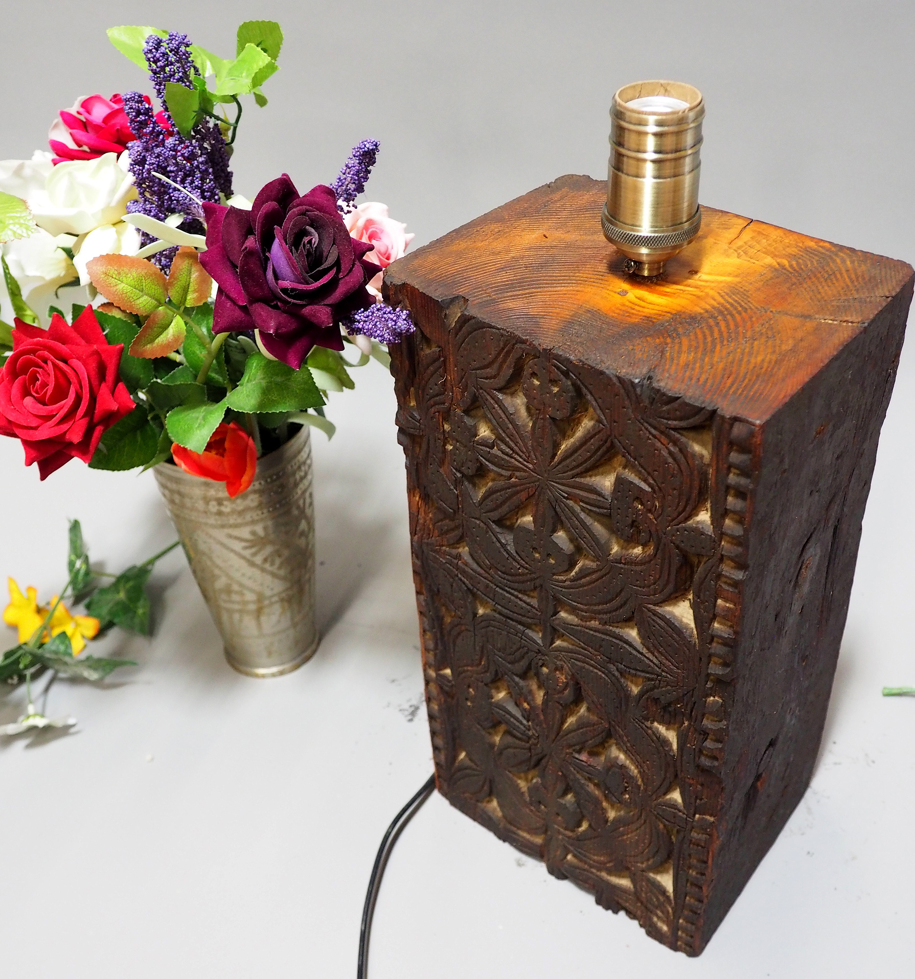 islamische antike orient massiv Holz Lampenfuß Lampensockel aus Nuristan Afghanistan Swat-tall pakistan NU4