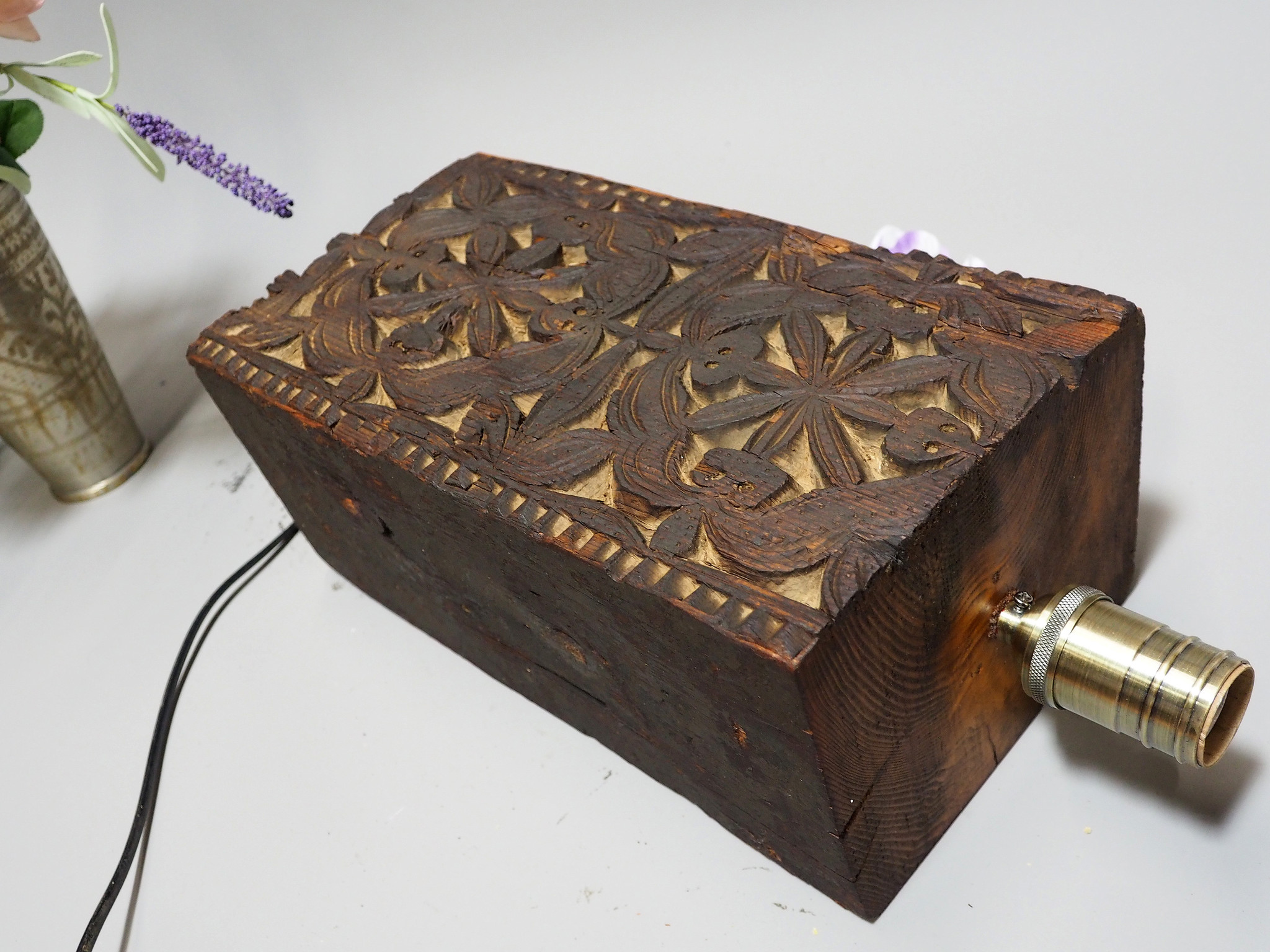 islamische antike orient massiv Holz Lampenfuß Lampensockel aus Nuristan Afghanistan Swat-tall pakistan NU4