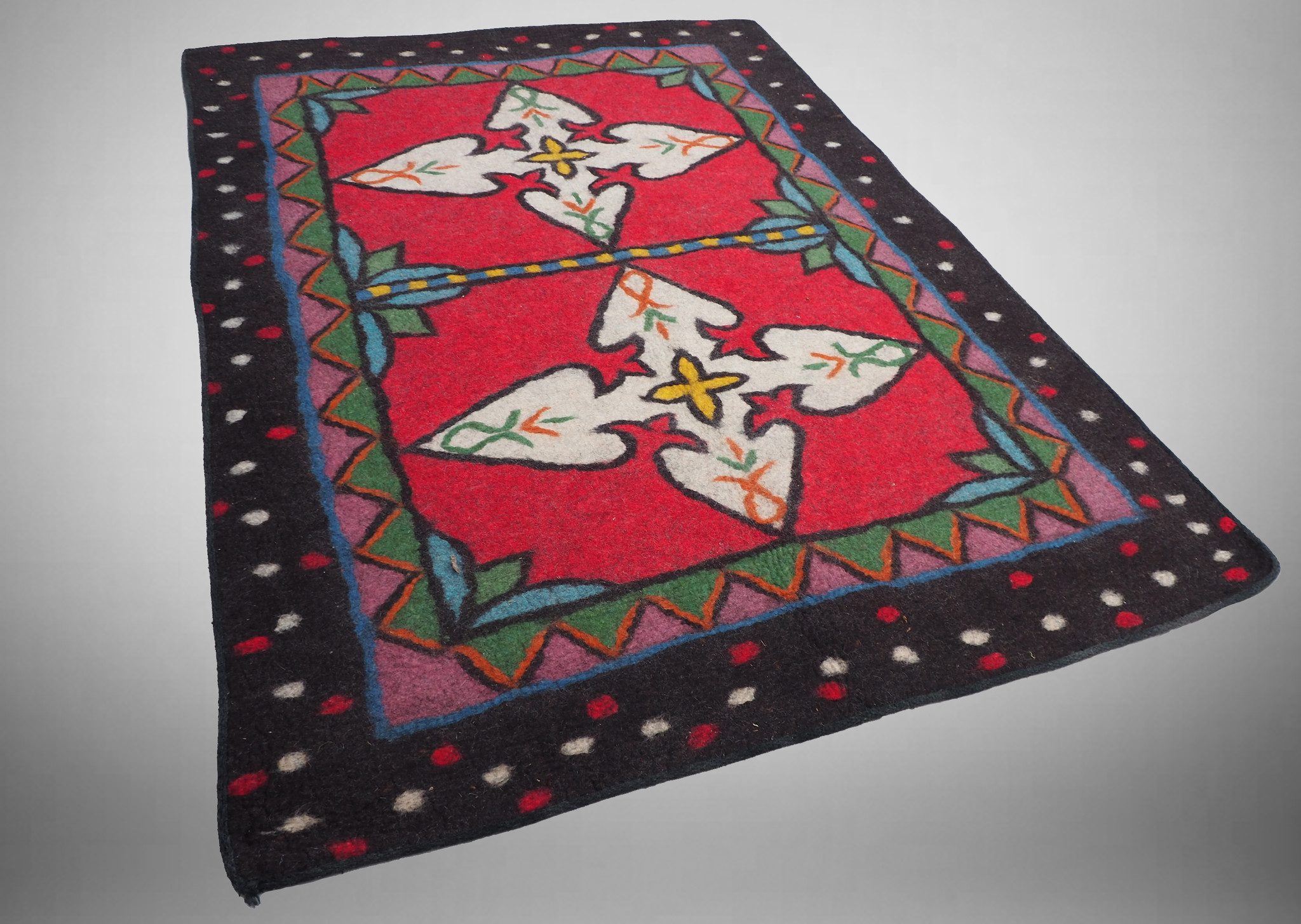 212x151 cm orient handgewebte Teppich Nomaden handgearbeitete Turkmenische nomanden Jurten Zelt Filzteppich Filz Nor Afghanistan shyrdak 696