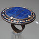 antique enamelled Multan Sindhi Jewellery Ring  Lapis Lazuli seal stone No:WL21F
