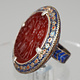 antique enamelled Multan Sindhi Jewellery Ring carnelian seal stone No:WL21A