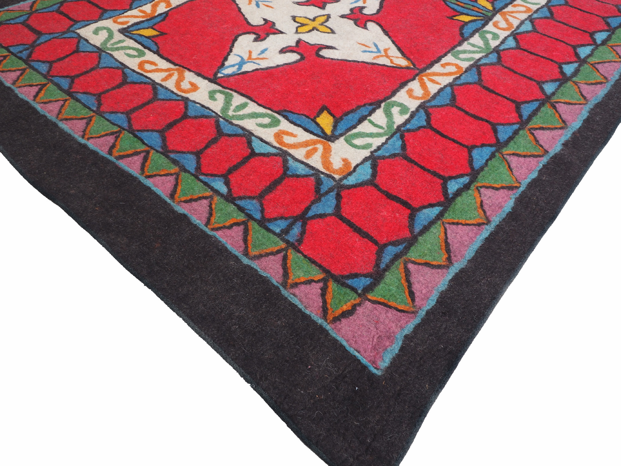 368x245 cm  tribal Nomadic Turkmen nomads Vintage felt rug rug from Afghanistan feltrug carpet shyrdak No-704