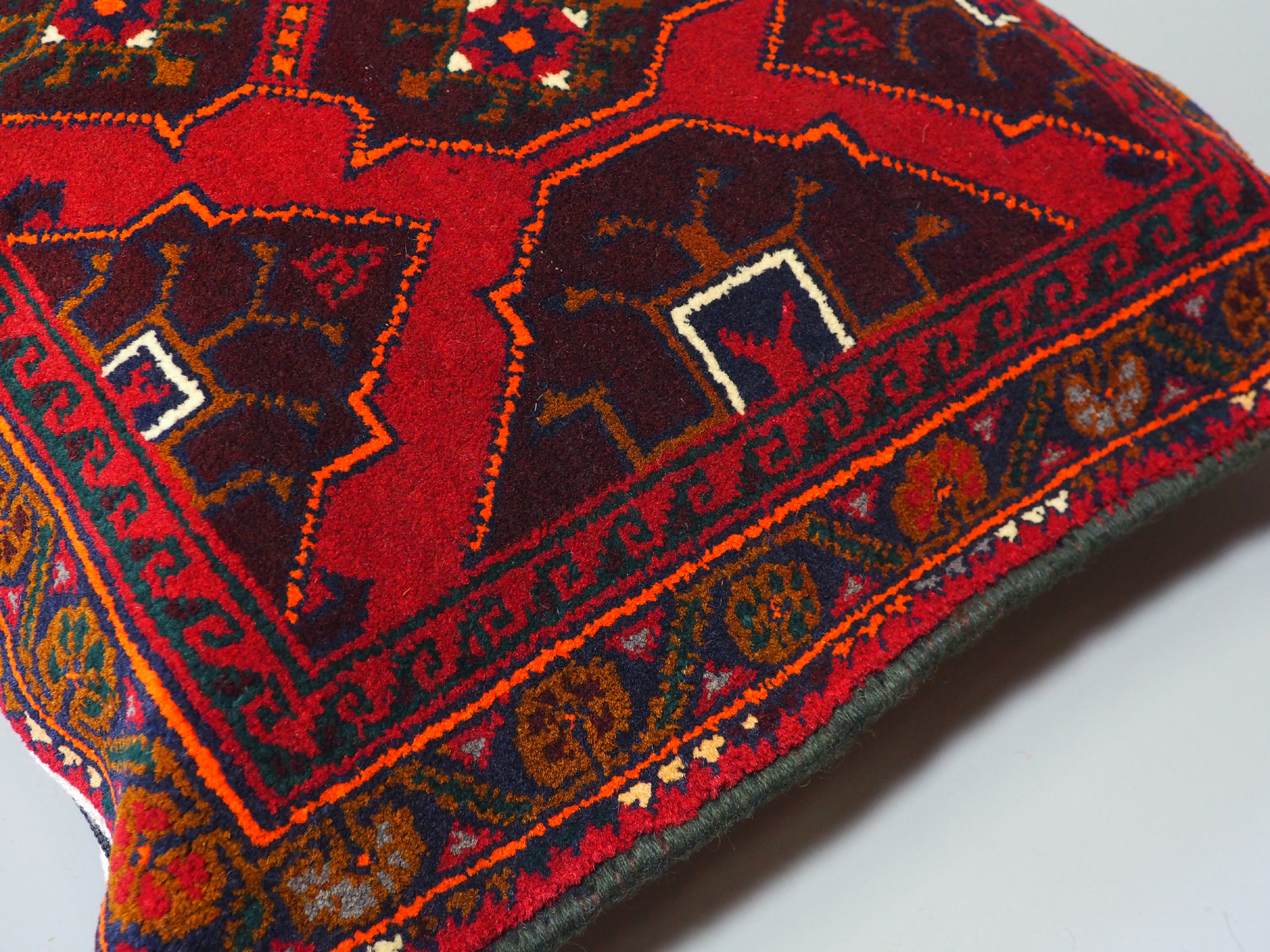 rare Hand knotted Turkmen wedding carpet cushion orient nomad rug seat Bohemian Afghanistan pillow  BS/6