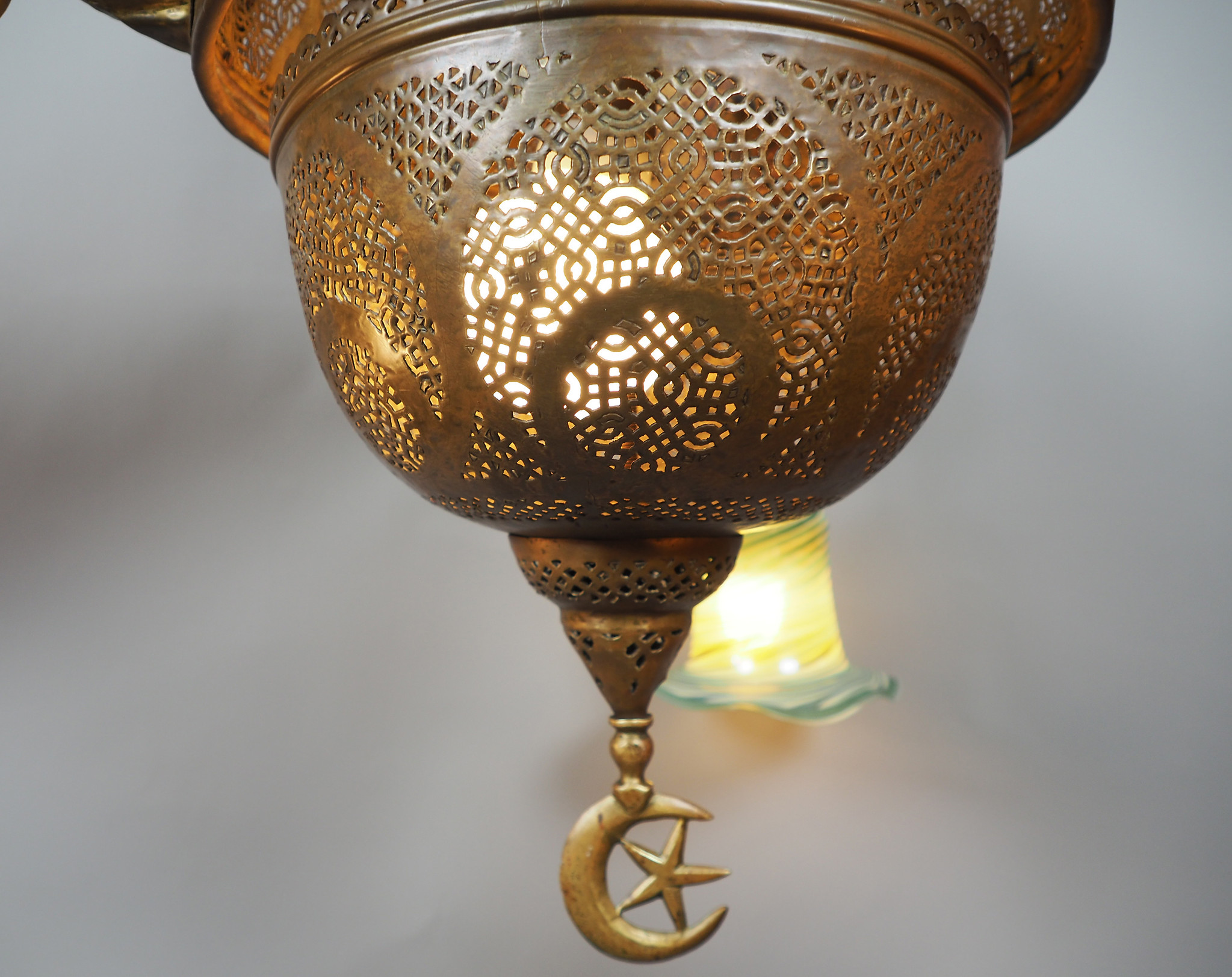 Antique Egyptian Morocco Middle Eastern / Islamic Brass Hanging Mosque Lamp Ceiling lamp