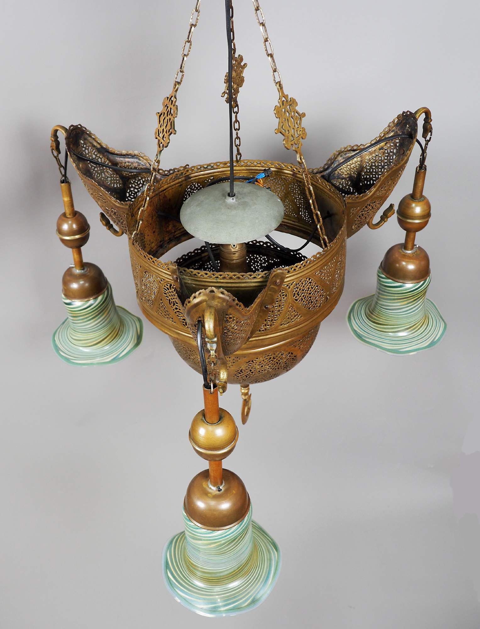 Antique Egyptian Morocco Middle Eastern / Islamic Brass Hanging Mosque Lamp Ceiling lamp