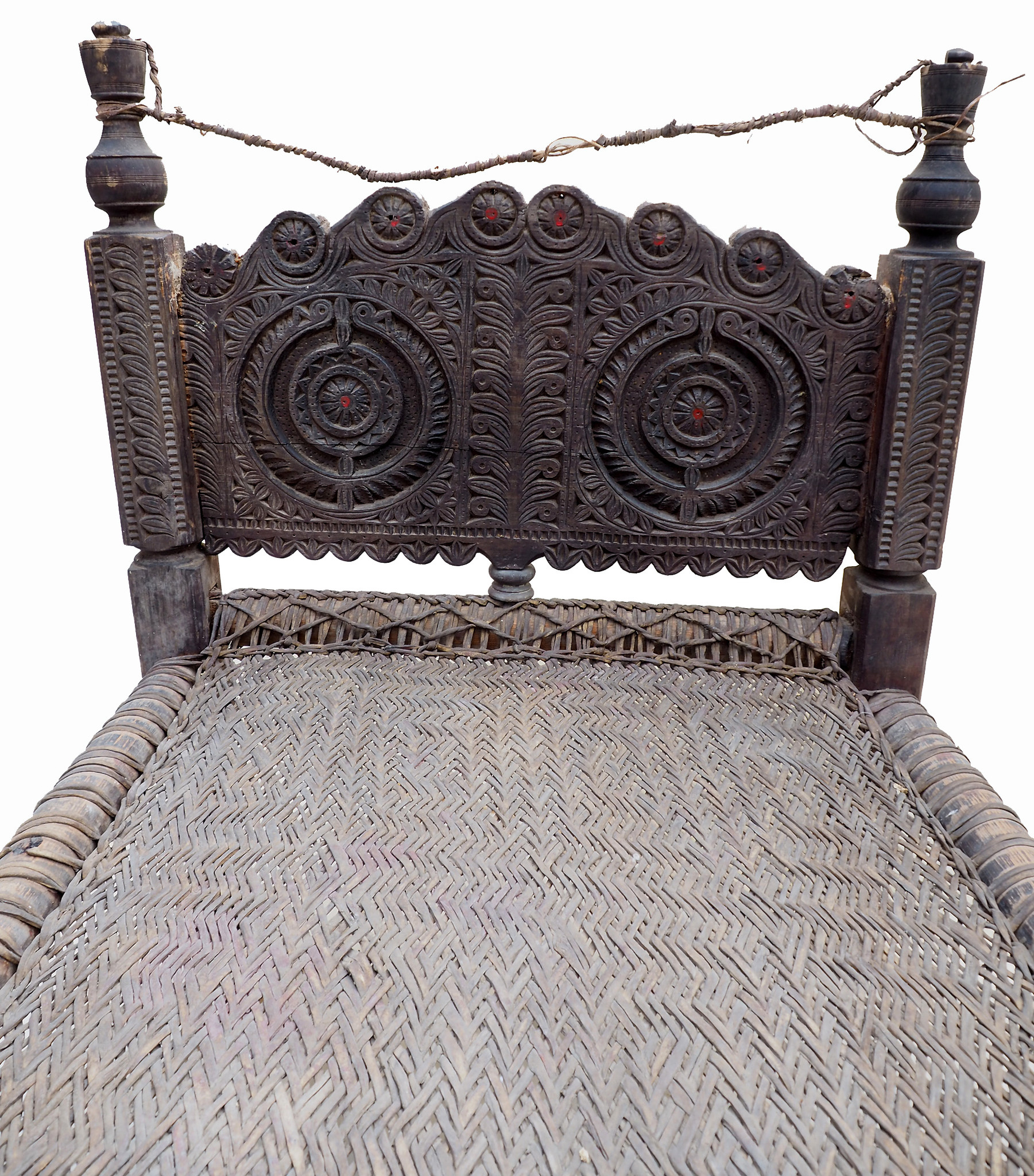 antique 19th century orient vintage cedar wood Chair bed from Nuristan Afghanistan / Swat Valley-Pakistan Charpoi