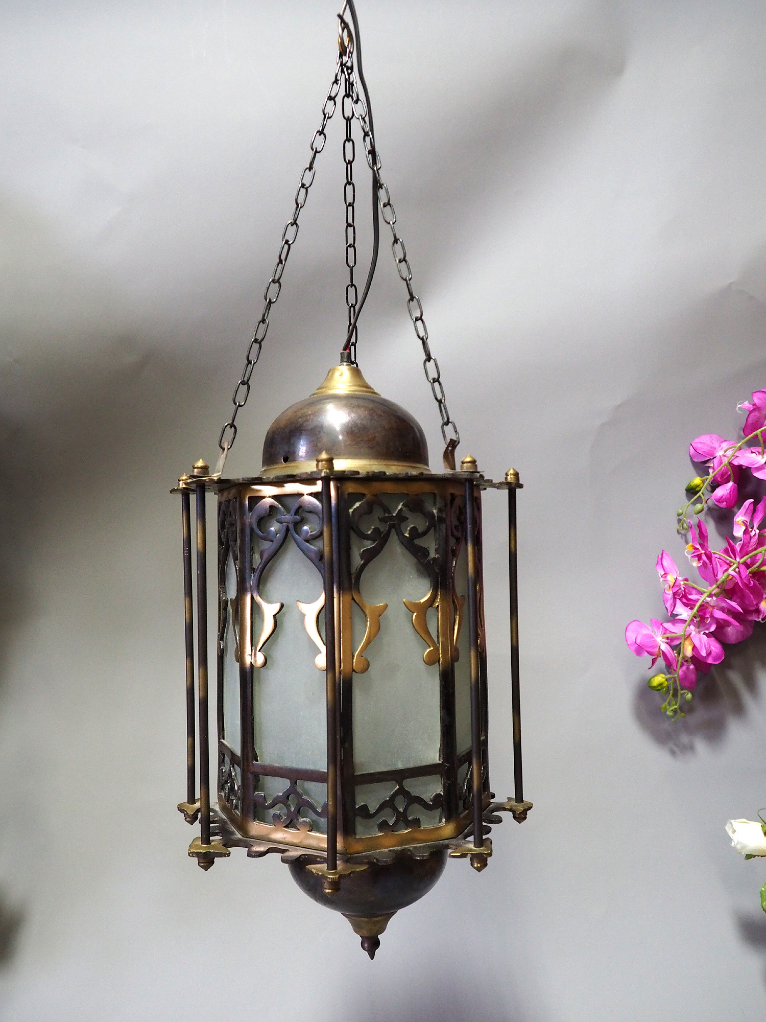 Egyptian Morocco Middle Eastern / Islamic Brass Hanging Mosque Lamp  Ceiling lamp from Afghanistan 21/B