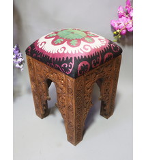 antik-look hand carved wooden vintage suzani Stoll chair from Afghanistan No:C