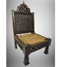 Antique Indian Tribal Hand-Carved Teak Pida Low Chair