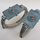 ein Paar Antike handgemachte Vintage Fußreifen Manschette Armband Multan und Sindh Pakistan Jhanjhar Türkis und Korallen Armreifen Nr-21/WL3