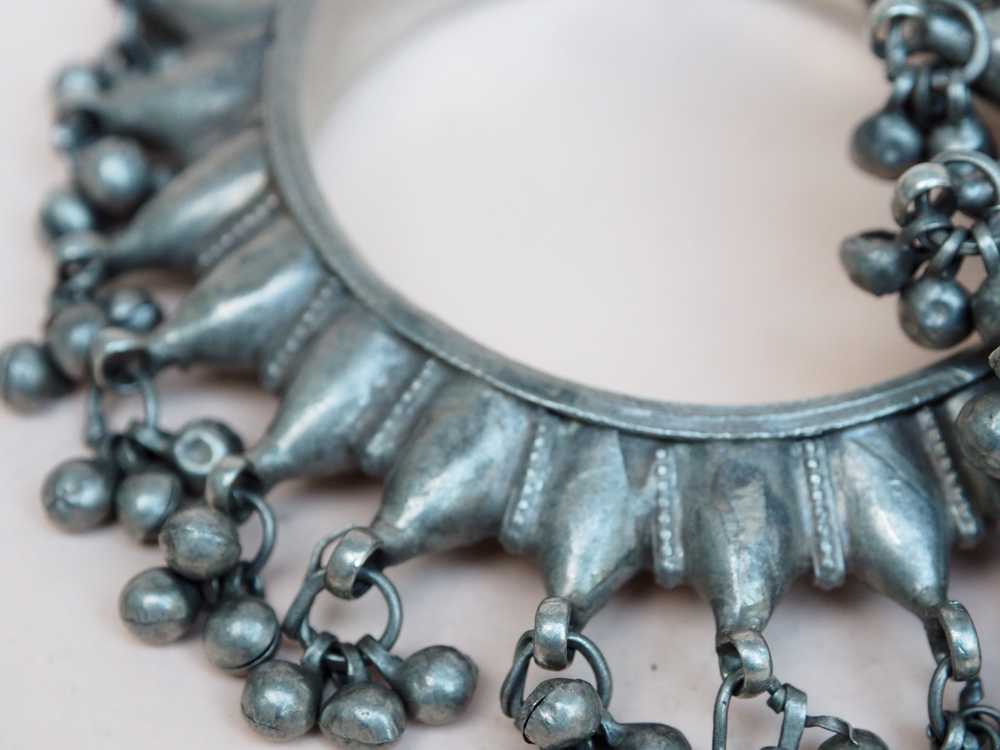 Pair antique Tribal Silver Spike Hinged Bangles Sindh Valley Silver Bracelets cuff from Pakistan