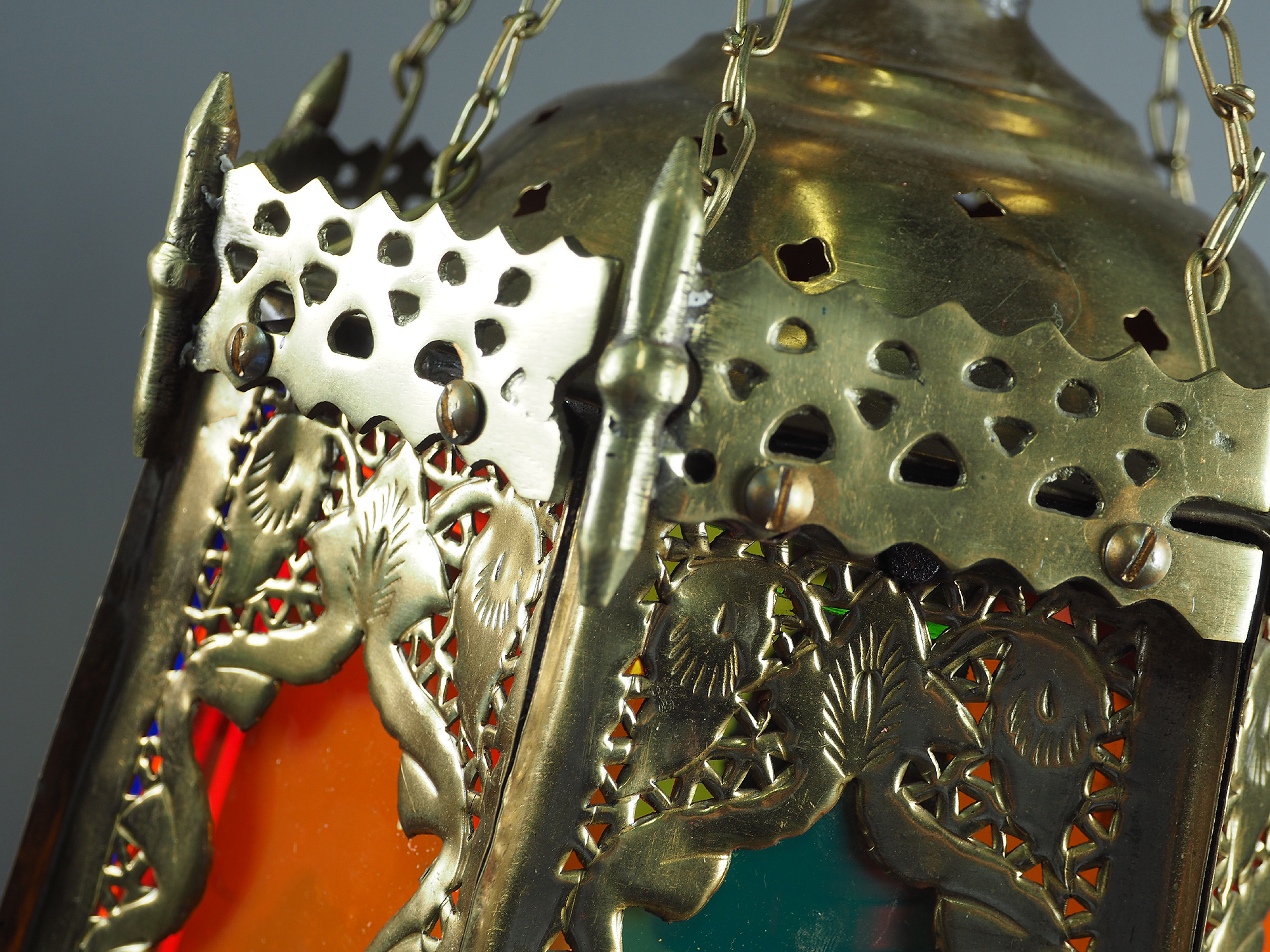 orientalische massiv Messing Decken Hängende Lampe Islamische Decken Lampe Moschee Lampe aus Afghanistan REGENBOGEN