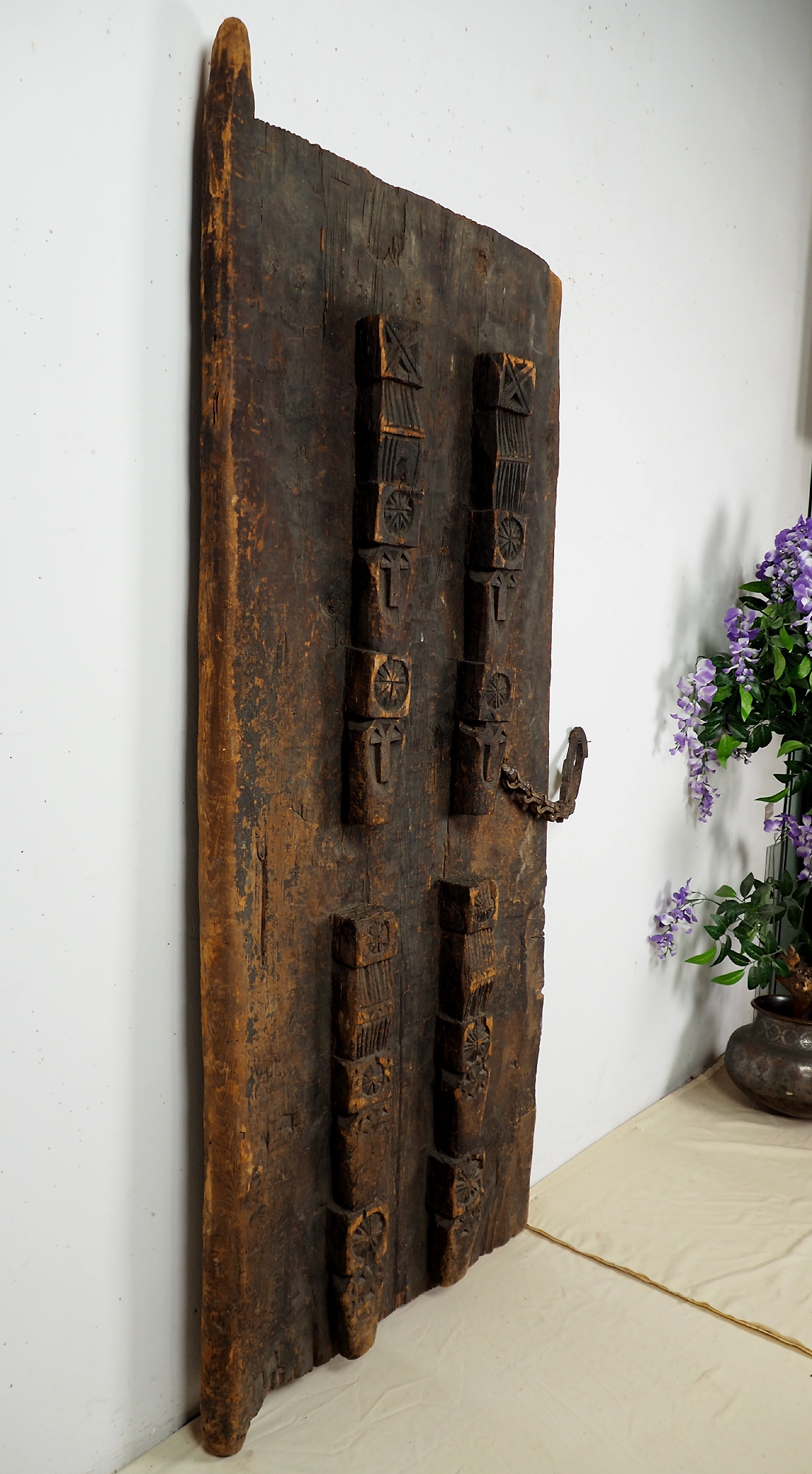 Antique orient vintage carved wooden door panel Door from Nuristan Afghanistan  Swat valley Pakistan 19/1A