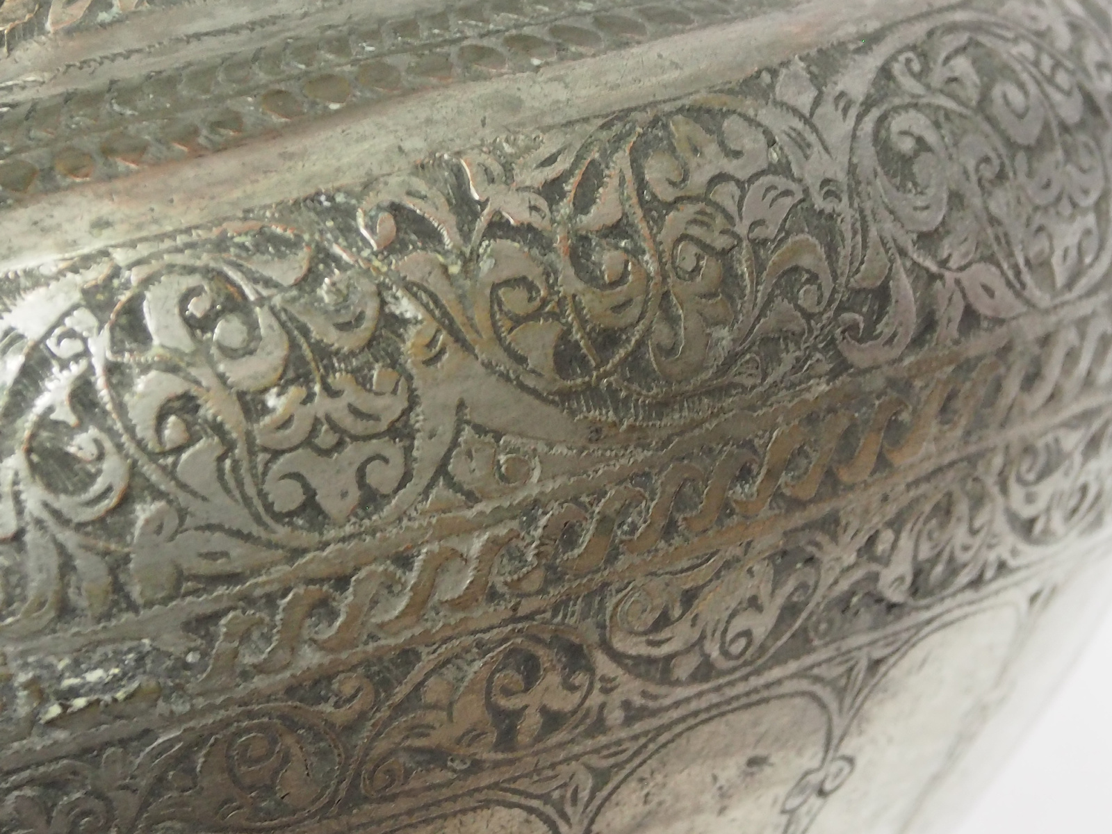 antik Massiv islamische Kupfer verzinnte Kupfer schale Schüssel gefäß aus Afghanistan 18 / 19. Jh. Tas Nr:21/A