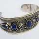 Lapis Bracelet, Afghan, Kuchi Jewelry, Silver Cuff, Brass, Mixed Metal, Vintage No:ALP-1