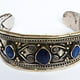 Lapis Bracelet, Afghan, Kuchi Jewelry, Silver Cuff, Brass, Mixed Metal, Vintage No:ALP-1