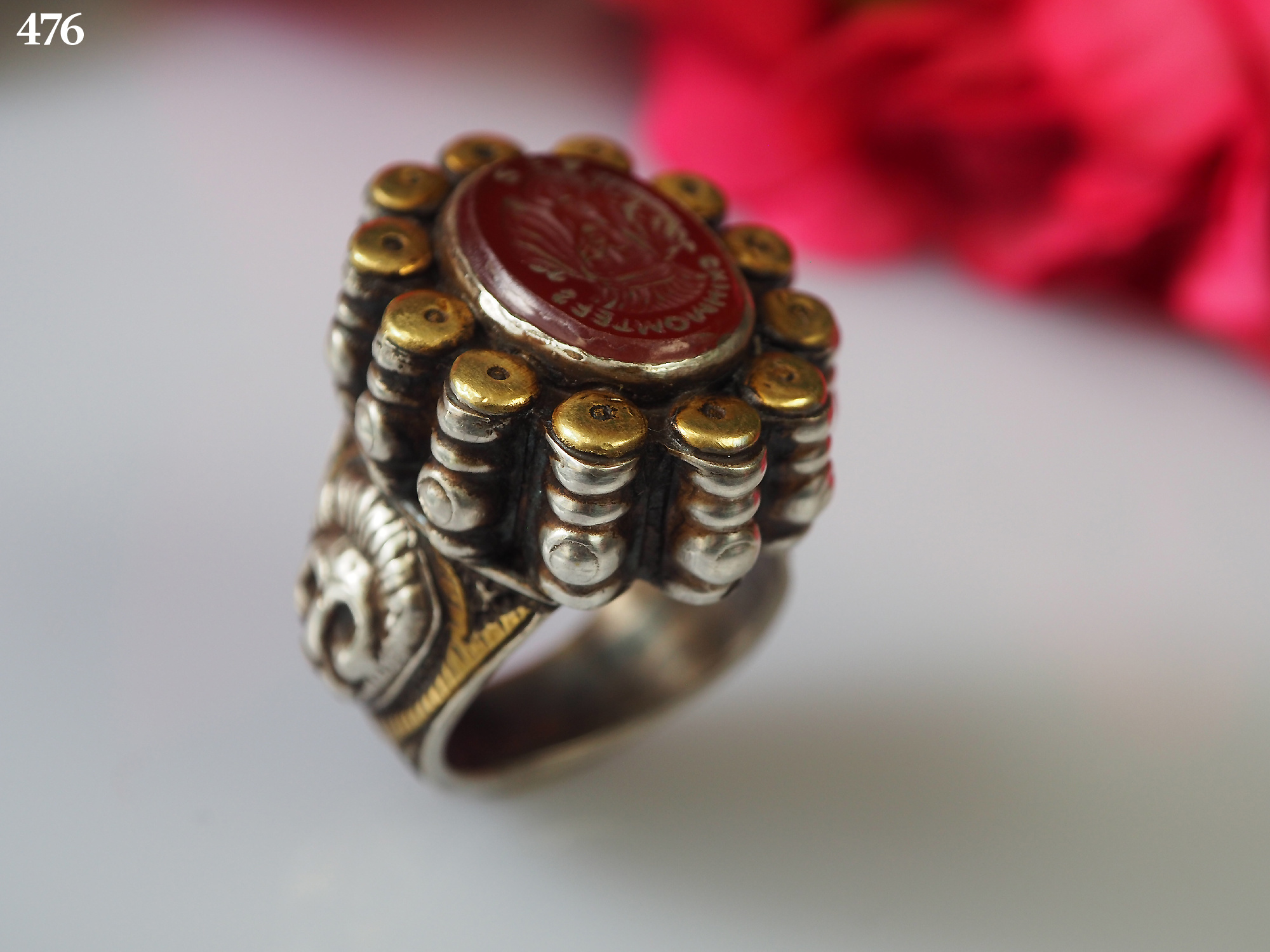 Turkmen Ring  Carnelian  seal stone No: 476