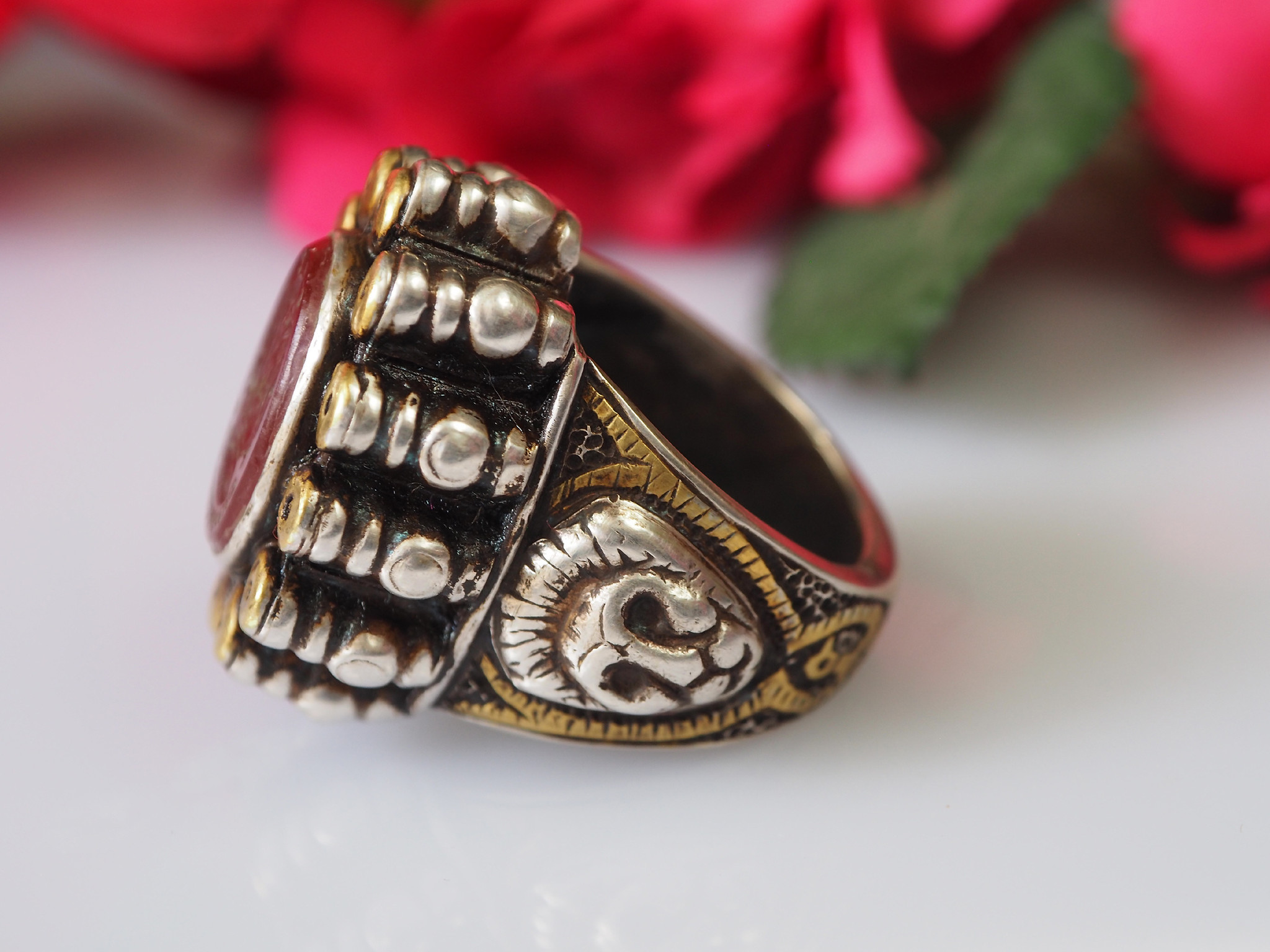 Turkmen Ring  Carnelian  seal stone No: 476