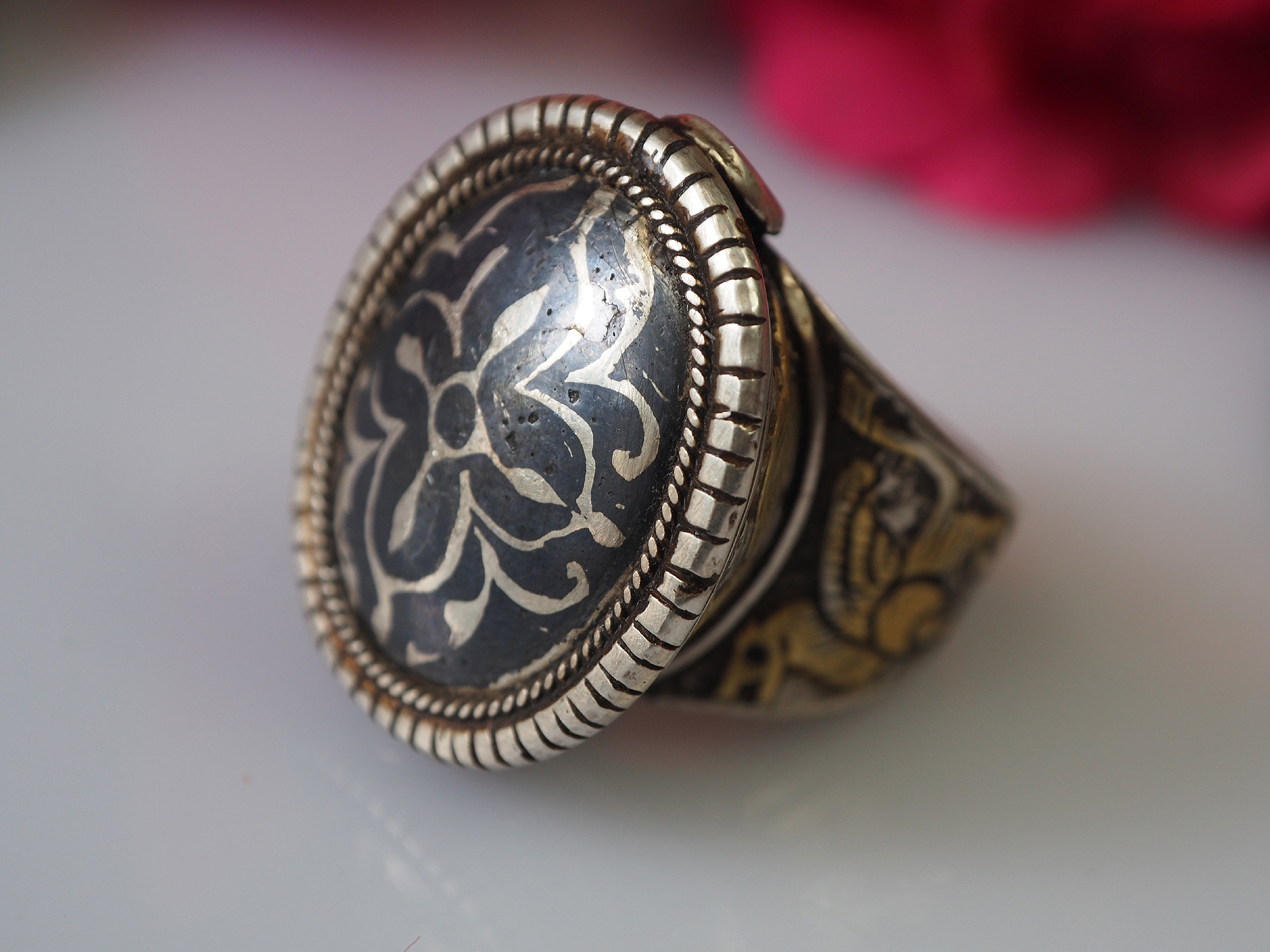 Turkmenische   Niello Tula Silber Ring  Nr: 478