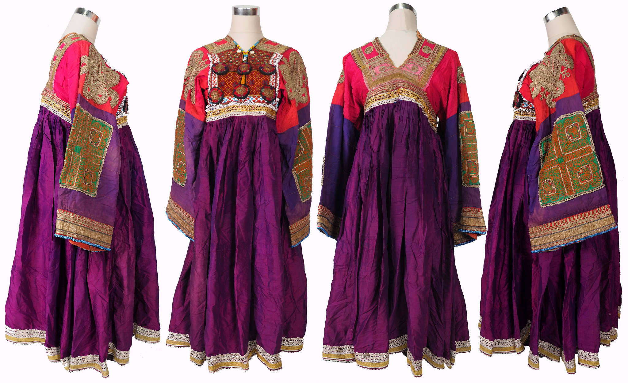 antique hand embroidered nomadic Kuchi Ethnic silk wedding dress from Afghanistan No-21/9