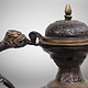 heavy islamic bronze  Ewer teapot  Aftaba North indian with Islamic Arabic script Alla (الله)