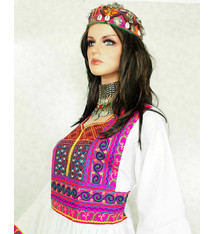 Afghani Nomaden Kleid  Tracht weiss/24