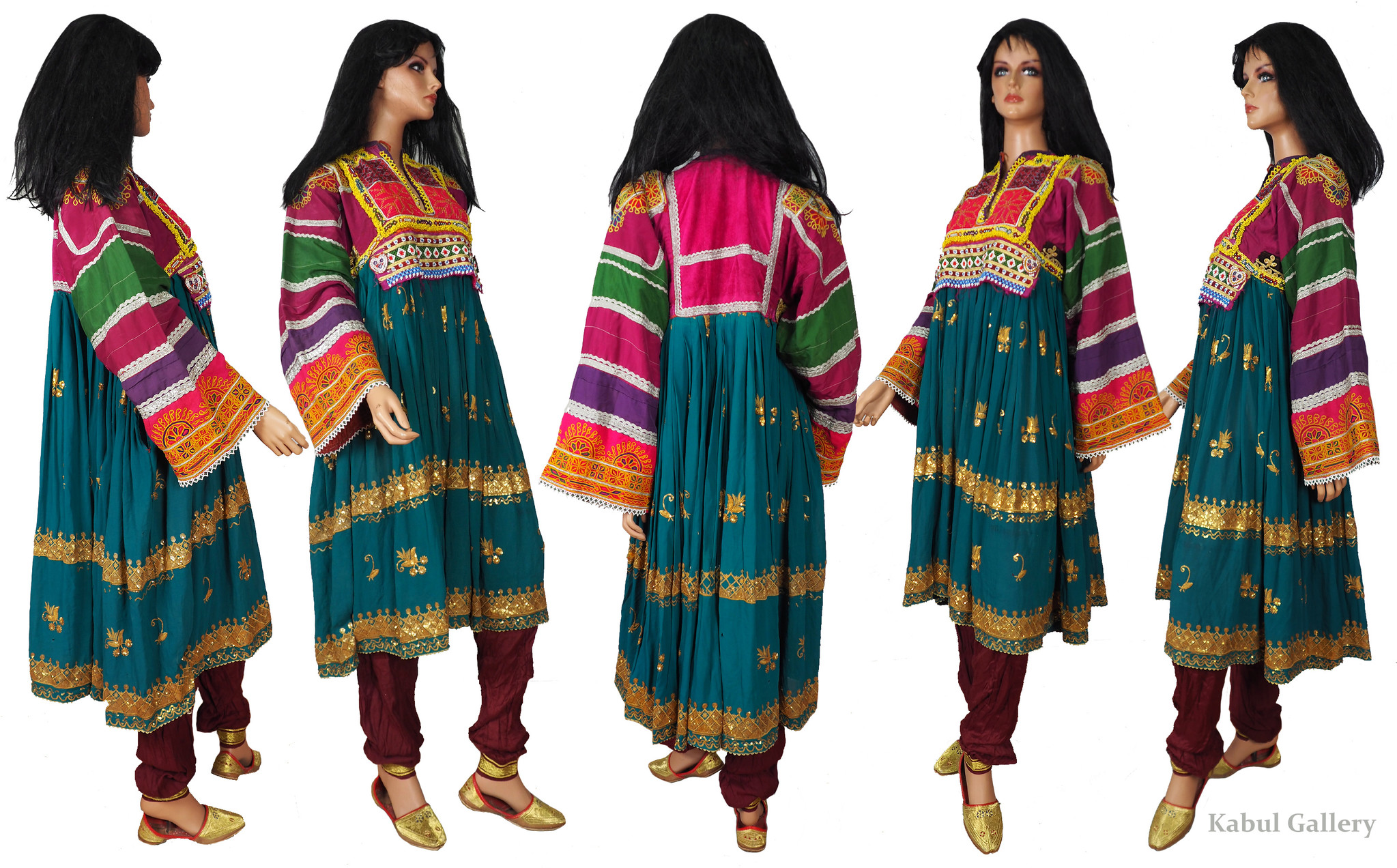 2 piece vintage hand embroidered nomadic Kuchi Ethnic dress from Afghanistan No-WL21-1