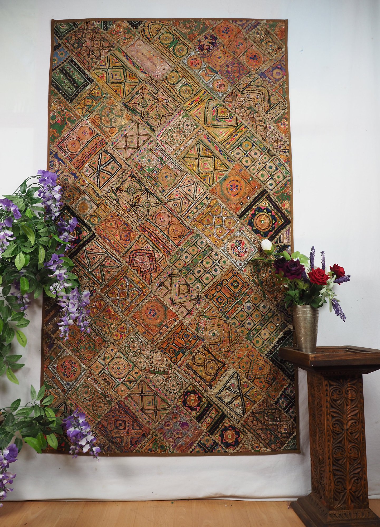 174x100 cm  Vintage Bohemian oriental  Patchwork wall hanging No:21/8