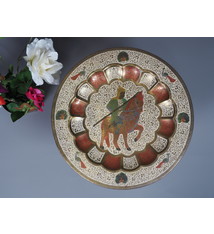 35 cm antique Indian enamel work brass plate tray No: K10