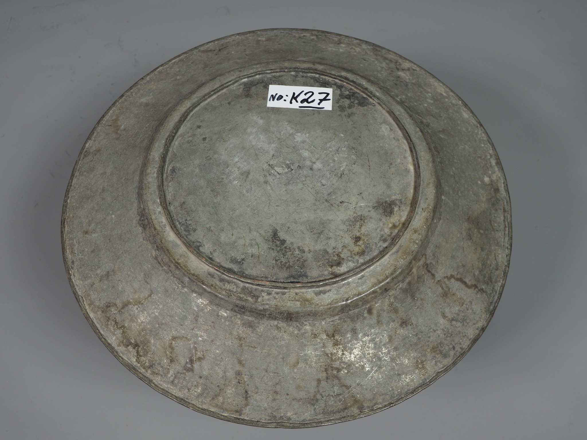 38 cm antik Massiv Kupfer Teller Tablett No:K27