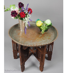 60  cm  Ø Antique ottoman orient Islamic  Hammer Engraved Copper table Tea table side table Tray from Afghanistan  No-15