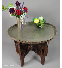 64 cm Ø Antique ottoman orient Islamic  Hammer Engraved Copper table Tea table side table Tray from Afghanistan  No-12