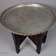 64 cm Ø  Antique ottoman orient Islamic  Hammer Engraved Brass table Tea table side table Tray from Afghanistan  No-1