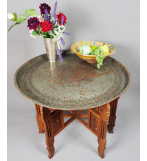 67 cm Ø Antik osmanisch ägyptisch marokkanisch orient Kupfer tablett Teetisch beisteltisch Afghanistan   16/4