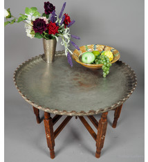 66 cm Ø Antik osmanisch ägyptisch marokkanisch orient Kupfer tablett Teetisch beisteltisch Afghanistan    21/6