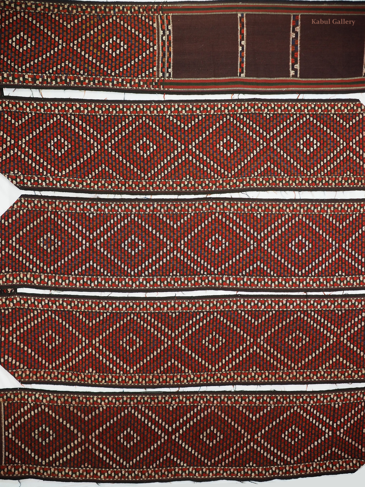 15,8 m x 50 cm  Rare  oriental turkmen Bukhara jemud nomadic kilim tentband Yurt Turkoman tent band, circa 1910,