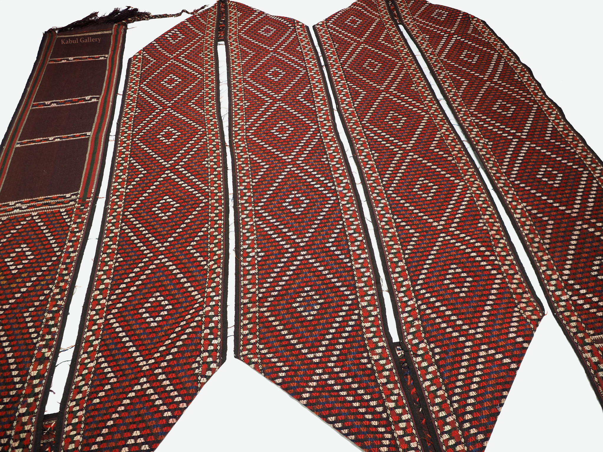 15,8 m x 50 cm  Rare  oriental turkmen Bukhara jemud nomadic kilim tentband Yurt Turkoman tent band, circa 1910,