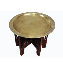 50  cm Ø  Antique ottoman orient Islamic  Hammer Engraved Brass table Tea table side table Tray from Afghanistan  No-HH -2