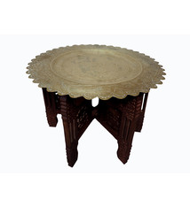 55 cm Ø  Antique ottoman orient Islamic  Hammer Engraved Brass table Tea table side table Tray from Afghanistan  No-HH - 3