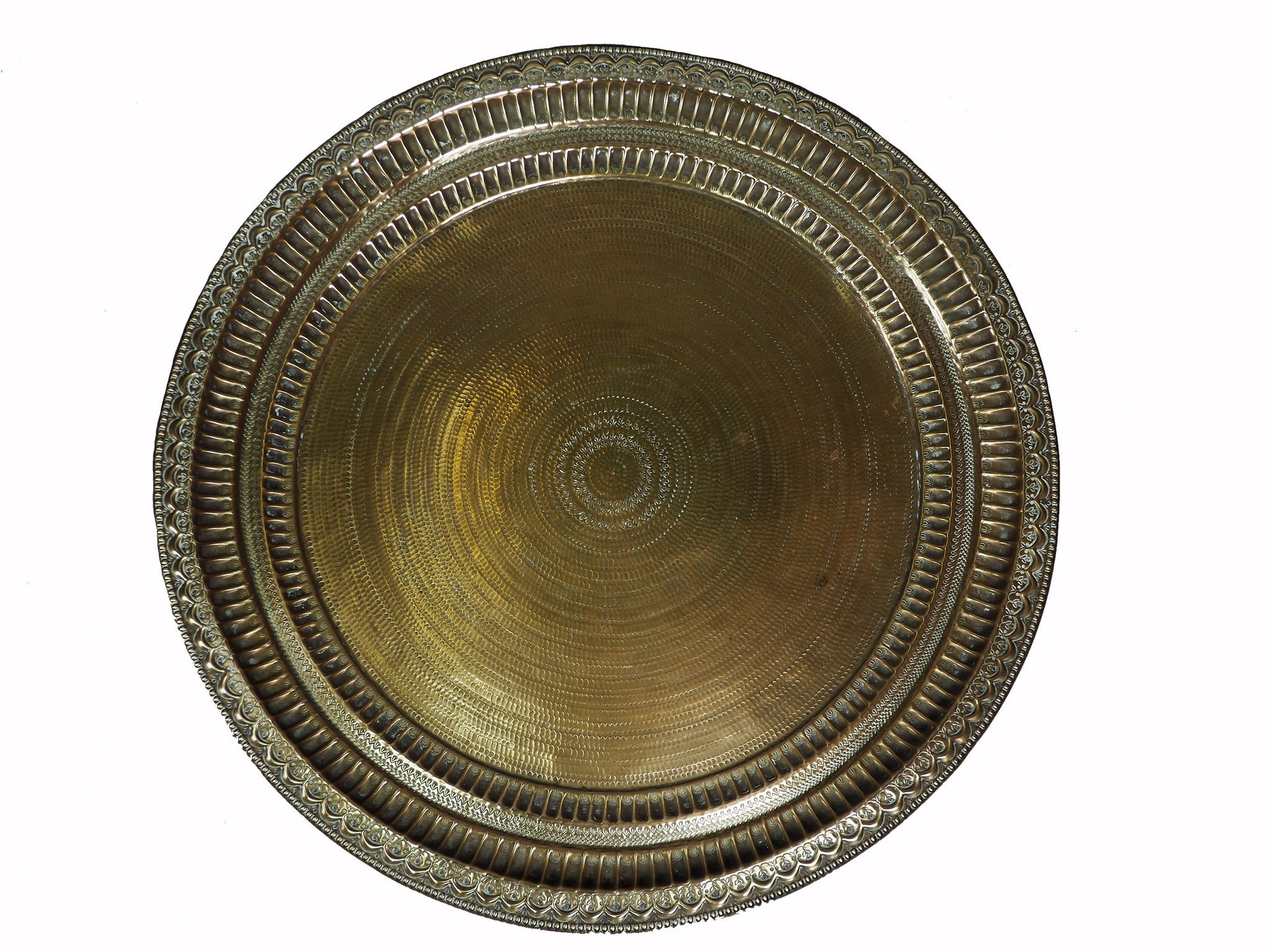 65  cm Ø  Antique ottoman orient Islamic  Hammer Engraved Brass table Tea table side table Tray from Afghanistan  No-HH - 4